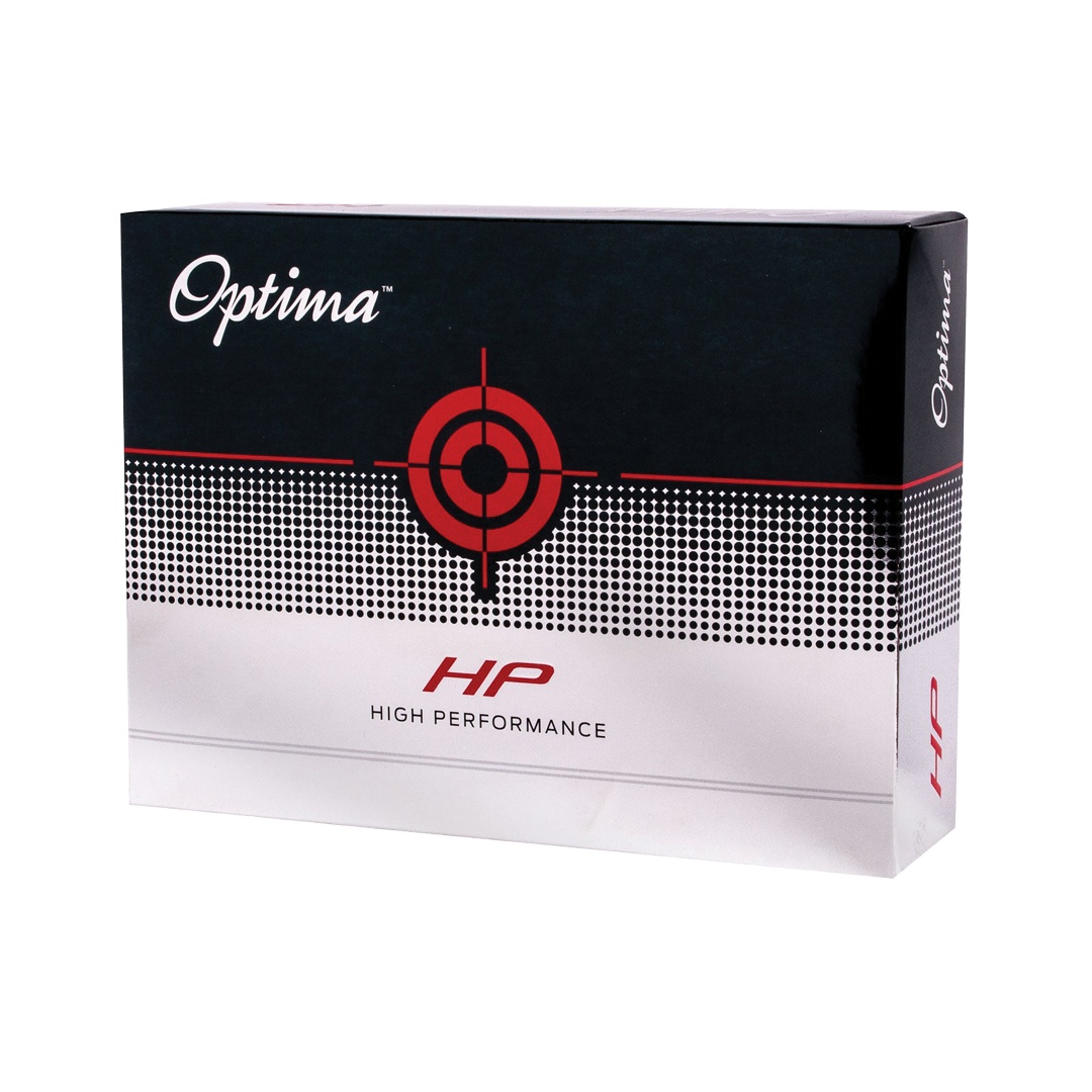 Optima High Performance golf ball box on a white background