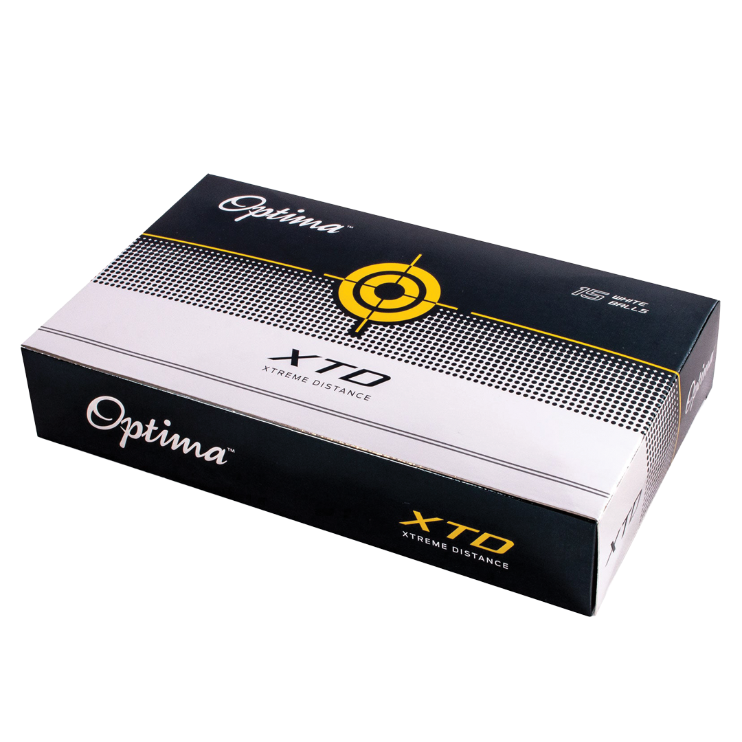 Optima XTD golf ball box on a white background