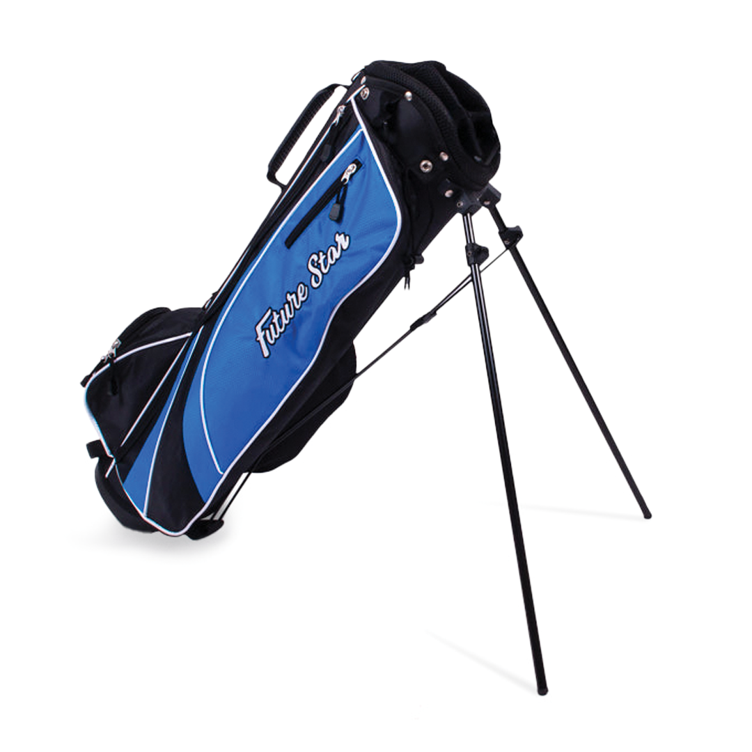 Blue and black golf bag with 'Future Star' branding on a white background