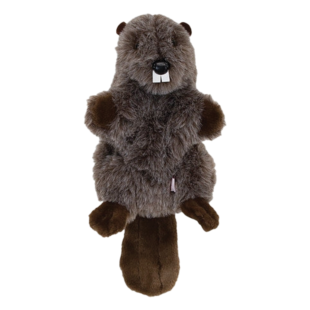 Plush toy resembling a beaver on a white background