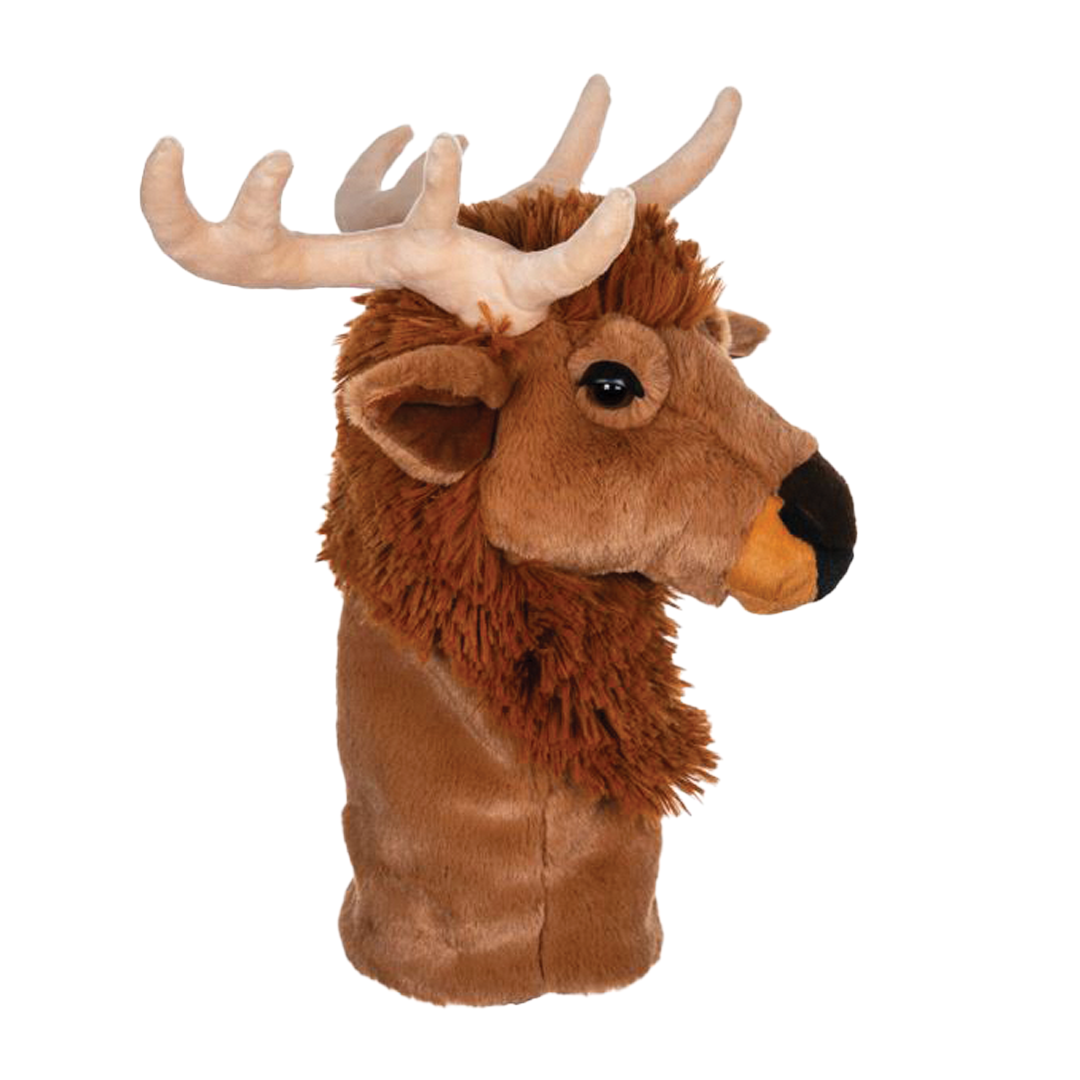 Plush deer headcover on a white background