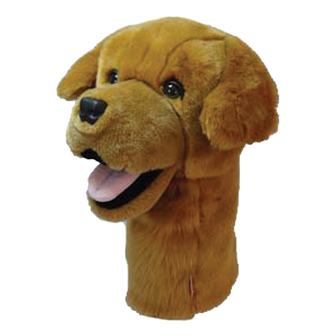 Plush dog headcover on a white background