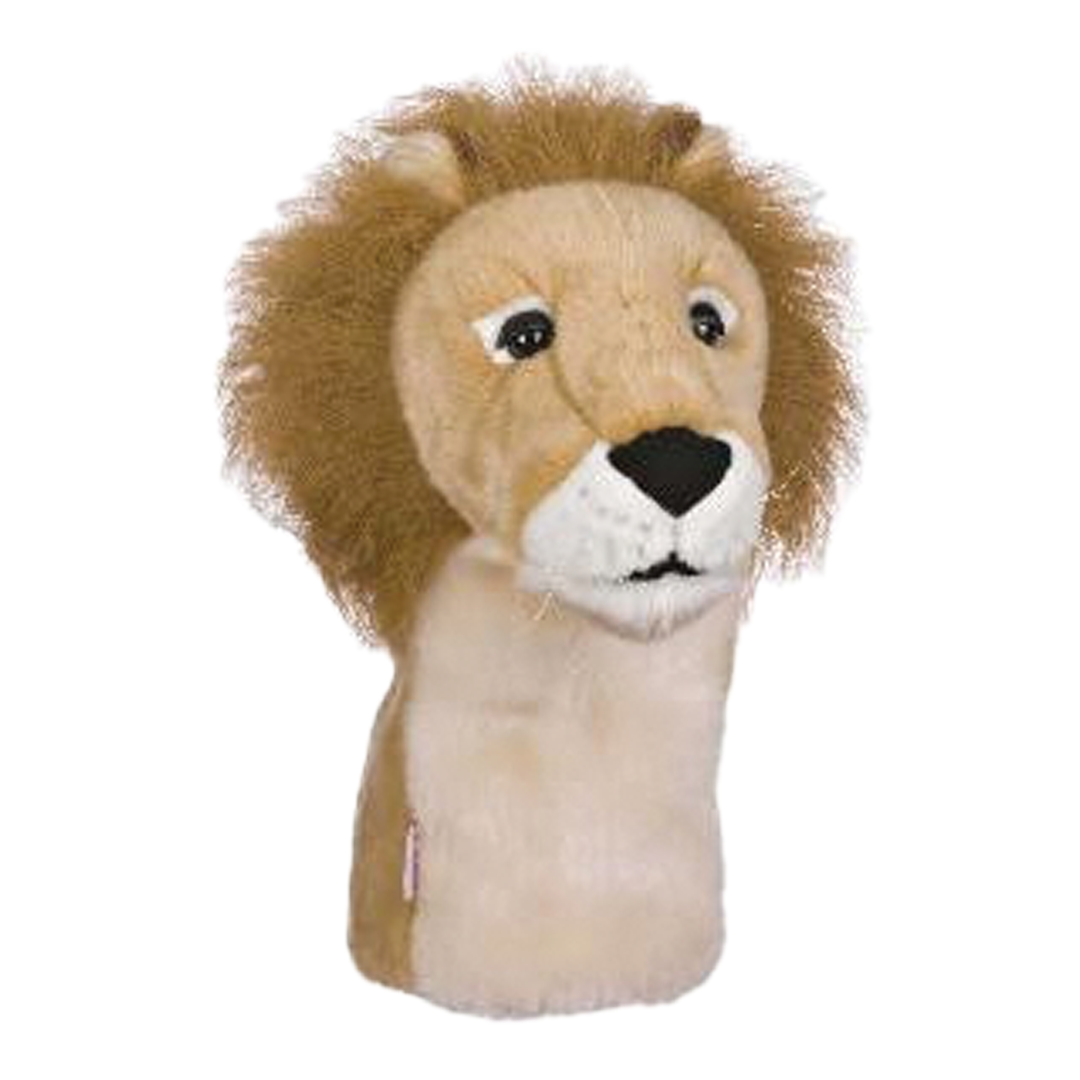 Plush lion headcover on a white background