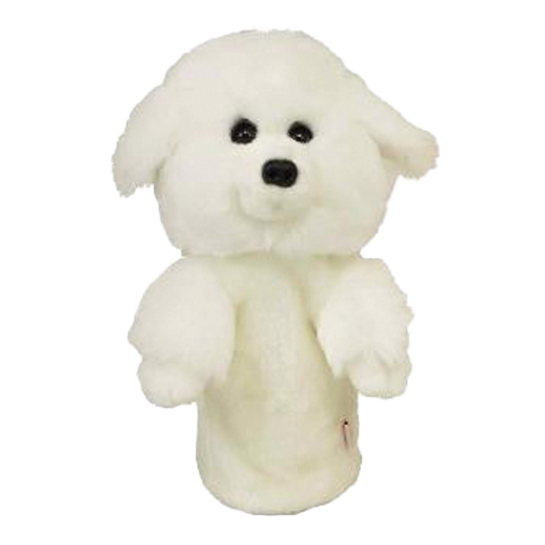 White plush dog toy on a white background