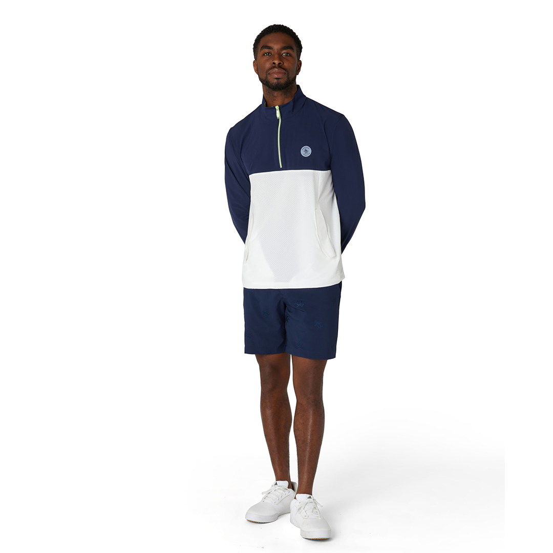 Original Penguin Lightweight 1/4 Zip Colour Block Golf Windbreaker - Black Iris