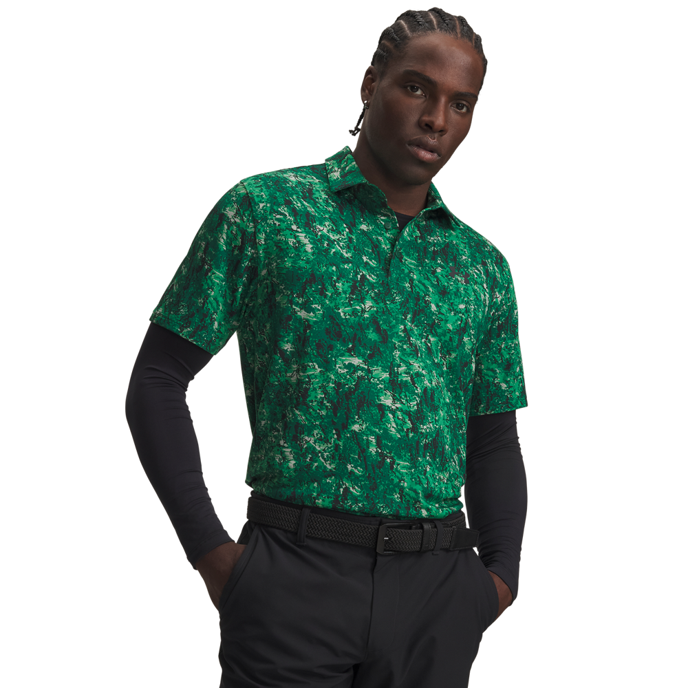 Under Armour Playoff 3.0 Printed Polo - Ivy / Navy - front view