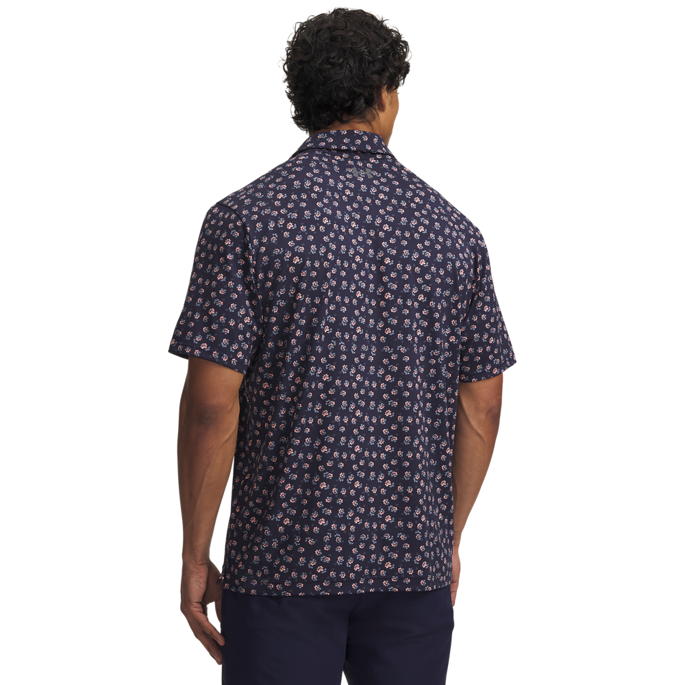 Under Armour Playoff 3.0 Printed Polo - Navy / Pink - back view