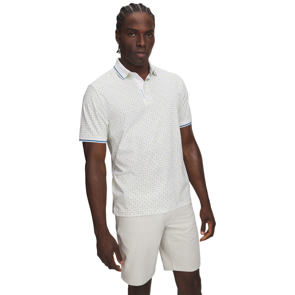 Under Armour ArmourDry Printed Rib Polo - White / Grey - front view