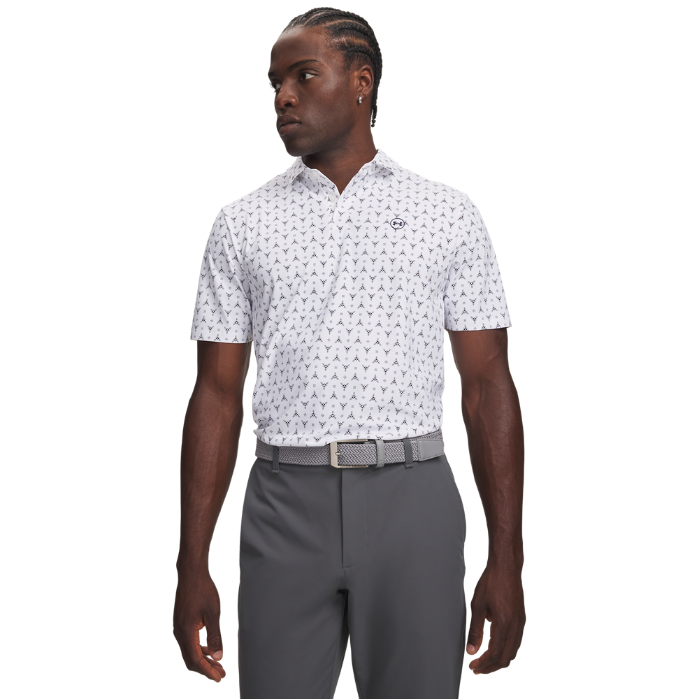 Under Armour Drive Chill Printed Polo - White (101) - front view