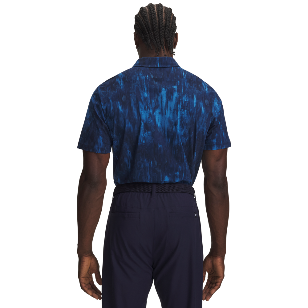 Under Armour Drive Chill Printed Polo - Blue - back view
