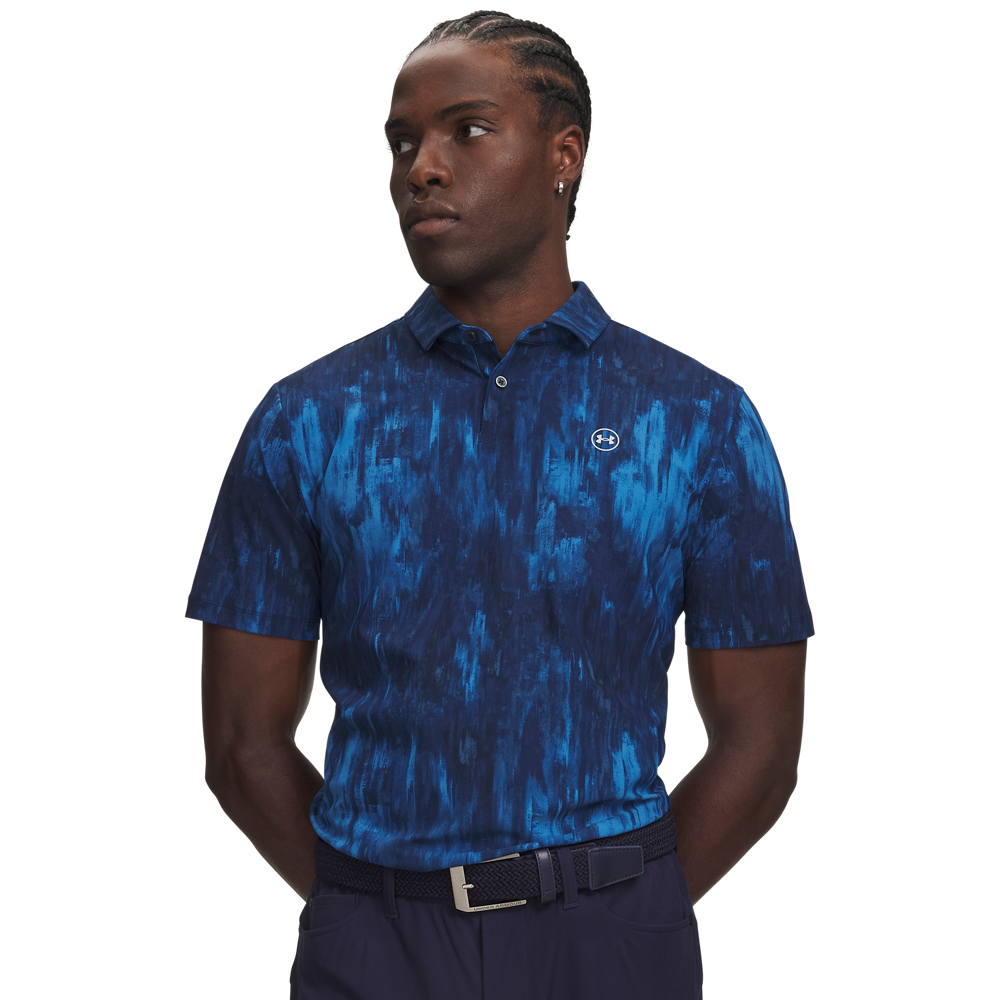 Under Armour Drive Chill Printed Polo - Blue - front view
