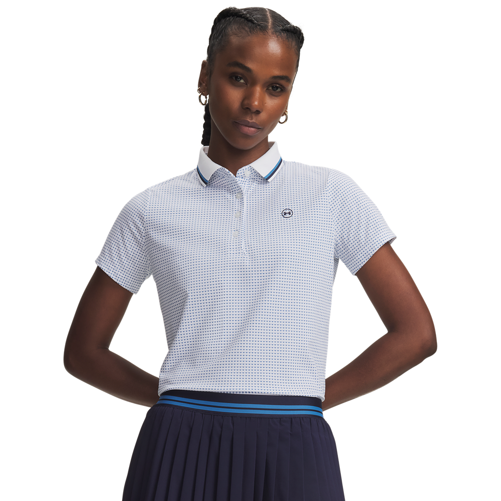 Under Armour Women’s ArmourDry Printed Rib Polo - White - front view